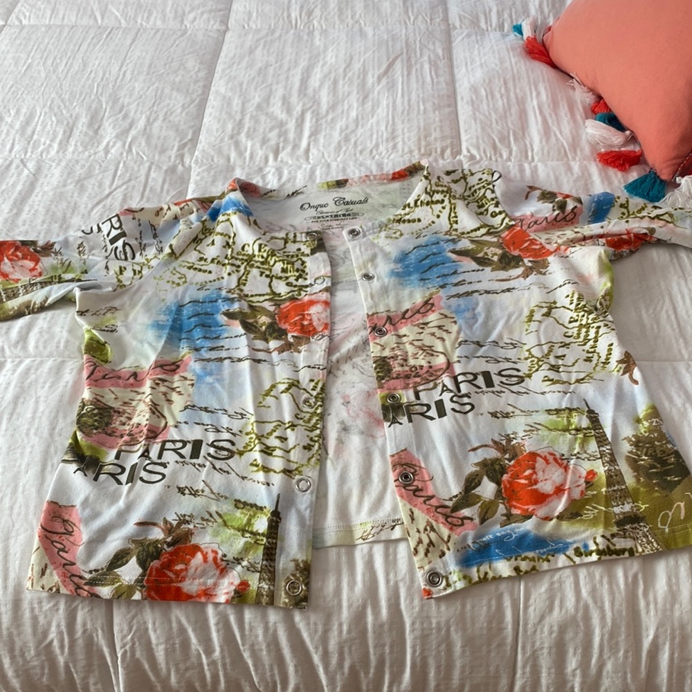 Cotton snap sweater